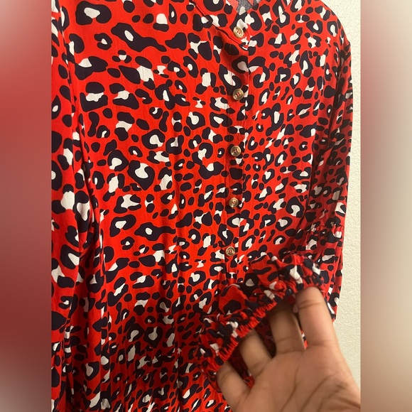 Oversized red and navy leopard dress - Picture 3 of 5